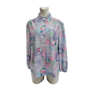 VTG Lady Devon floral stripes long sleeve top